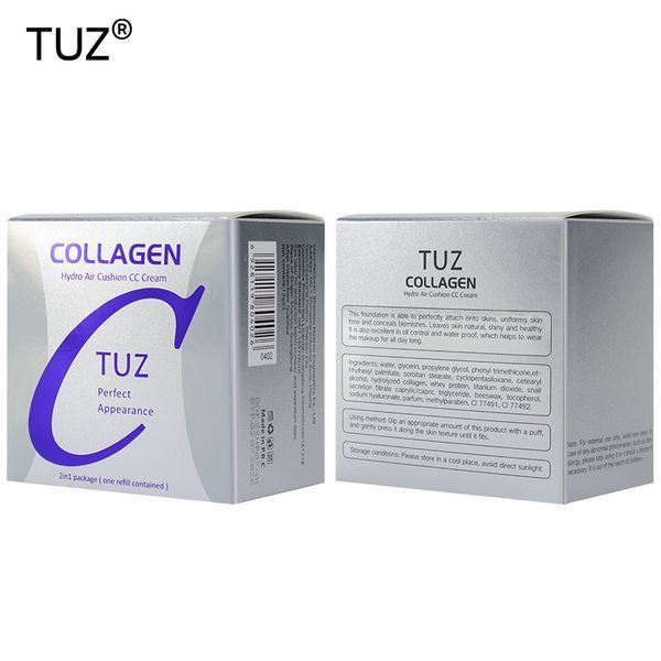 Набор для макияжа: Кушон TUZ Collagen тон 01 Ivory (Слоновая кость) + База под макияж трехцветная TUZ Three Color Rainbow Primer 00834 фото