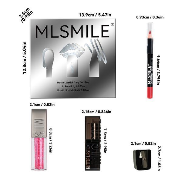 Набор для макияжа губ MLSMILE 3 в 1 Explosive Diamond: Помада, Карандаш, Блеск Set C 01200 фото