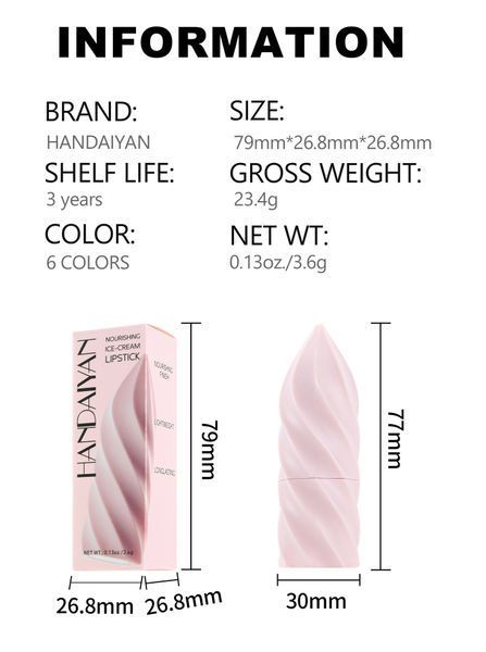 Матовая помада для губ Handaiyan Nourishing Ice-Cream Lipstick 02 Warm Nude 01182 фото