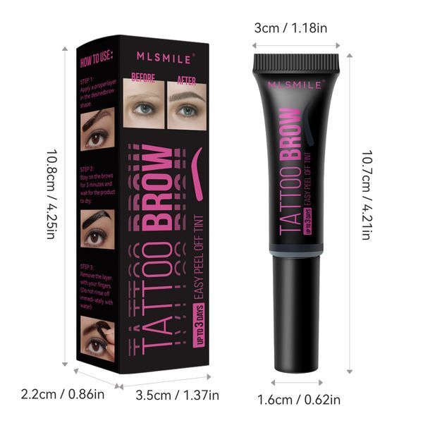 Гель-фарба для брів MLSMILE Tattoo Brow Medium Black 03 чорний 10 мл 01188 фото