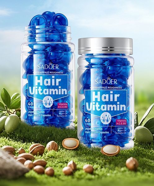 Витаминные капсулы для разглаживания волос Sadoer Softens Frizz Roughness с маслом жожоба 40 шт 01127 фото