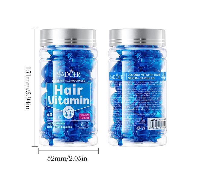 Витаминные капсулы для разглаживания волос Sadoer Softens Frizz Roughness с маслом жожоба 40 шт 01127 фото
