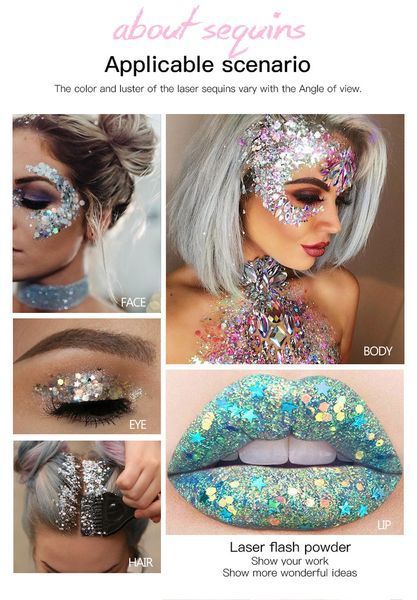 Жидкий глиттер для глаз, лица, тела и волос Handaiyan Face & Body Teras Glitter Gel 01 Holographic Silver 30 мл 01096 фото