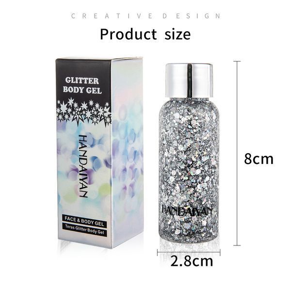 Жидкий глиттер для глаз, лица, тела и волос Handaiyan Face & Body Teras Glitter Gel 01 Holographic Silver 30 мл 01096 фото