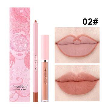 Набор 2в1 жидкая матовая помада и контурный карандаш для губ Dragon Ranee Lipgloss 02 00884 фото