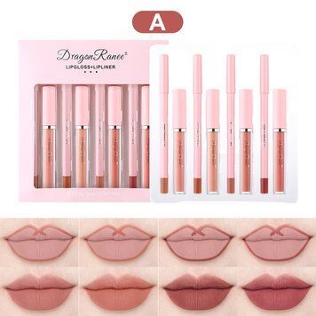 Набор жидких помад и карандашей для губ Dragon Ranee Lipgloss + Lipliner A 8 шт 00708 фото