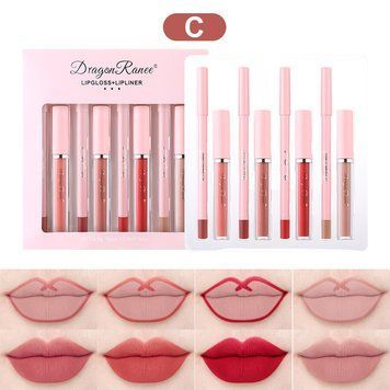 Набор жидких помад и карандашей для губ Dragon Ranee Lipgloss + Lipliner C 8 шт 00710 фото