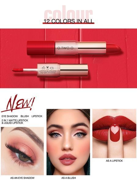 Матовая помада для губ O.TWO.O 2 in 1 Matte Lipstick & Liquid Lipstick 03 00980 фото