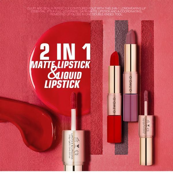 Матовая помада для губ O.TWO.O 2 in 1 Matte Lipstick & Liquid Lipstick 03 00980 фото