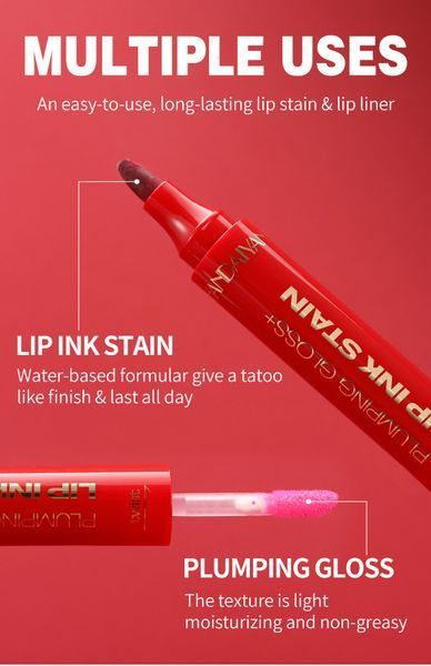 Двусторонний маркер-тинт и блеск для губ Handaiyan 2-in-1 Lip Ink Stain & Plumping Gloss 03 Raspberry 01150 фото
