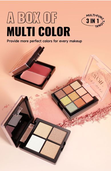 Палетка теней для век, румян и хайлайтера Handaiyan Glow&Go Stack Eyeshadow Blush Highlighter 3 in 1 Palette 02 01153 фото