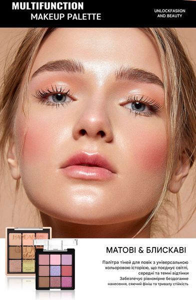 Палетка теней для век, румян и хайлайтера Handaiyan Glow&Go Stack Eyeshadow Blush Highlighter 3 in 1 Palette 02 01153 фото