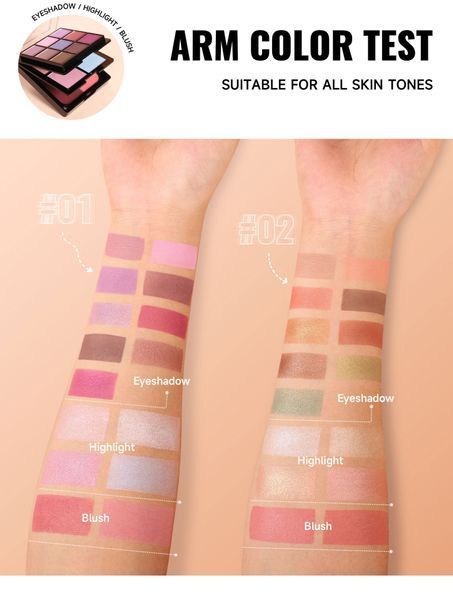 Палетка теней для век, румян и хайлайтера Handaiyan Glow&Go Stack Eyeshadow Blush Highlighter 3 in 1 Palette 02 01153 фото