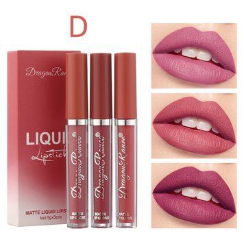 Набір водостійких рідких матових помад Dragon Ranee Liquid Lipstick D 3 шт 00668 фото
