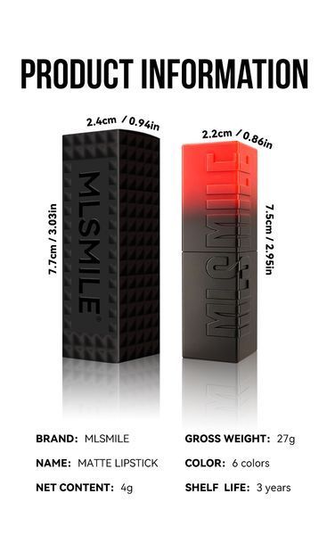 Помада для губ MLSMILE Matte Velvet Lipstick C193 Bright Red 01195 фото